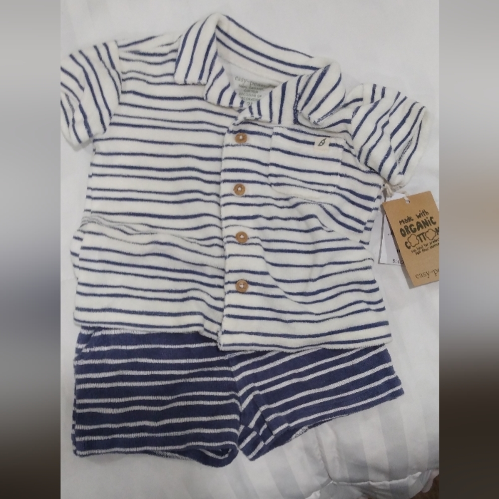 Boys strip shirt, short set